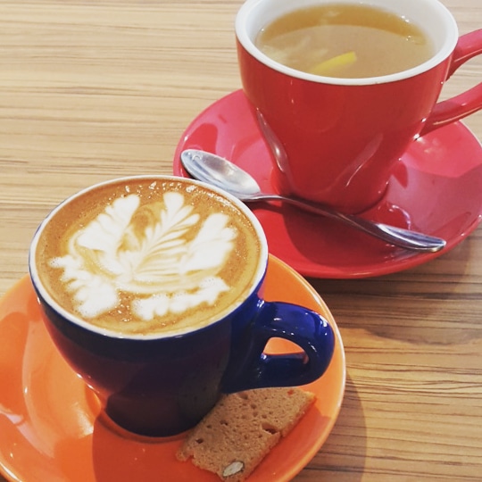 Artful Latte and Tea selection at Kafe Wake Me Up